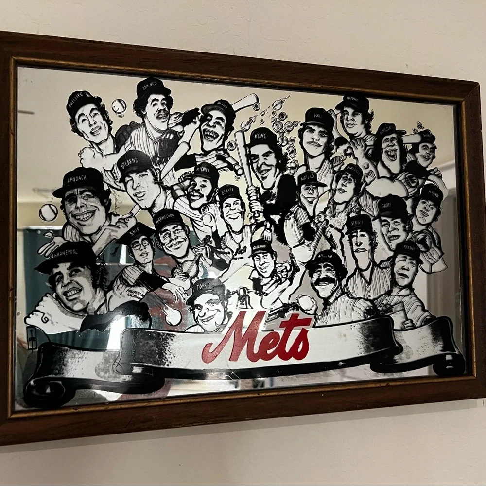 VERY RARE 1977 NEW YORK METS TEAM MIRROR - (Tom Seaver, Jerry Koosman) - Picture 1 of 3